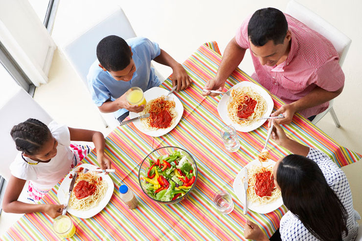 family eating dinner